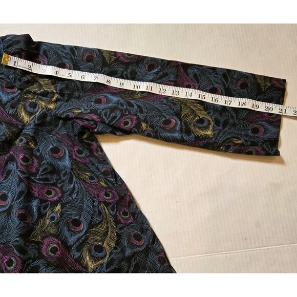 Vintage Y2K Peacock Feather Shoulder Pads Blazer Large Pink Yellow Blue Custom - Picture 6 of 9